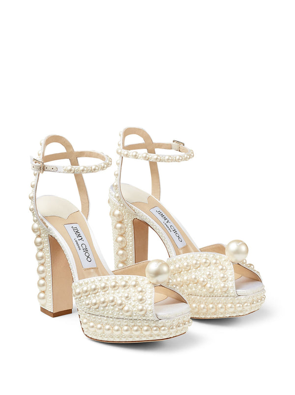 Jimmy Choo   Sacora 100 Pearl Satin Sandals