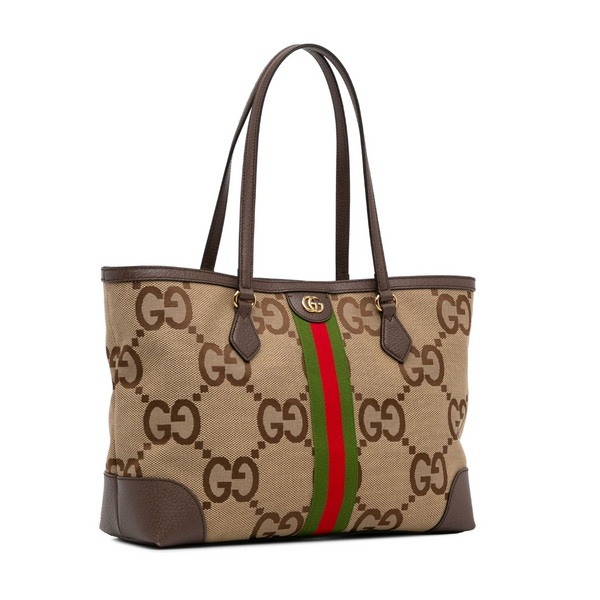 Gucci Beige/Brown Jumbo GG Canvas Ophidia Tote