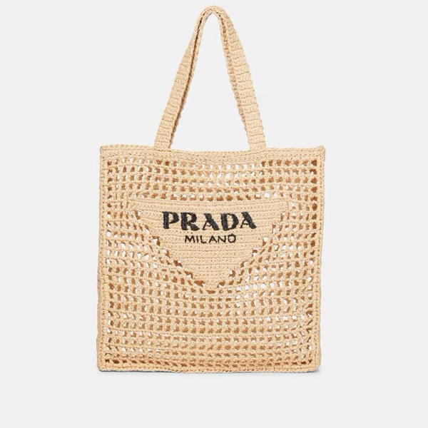 Prada Small logo raffia tote 36 cm