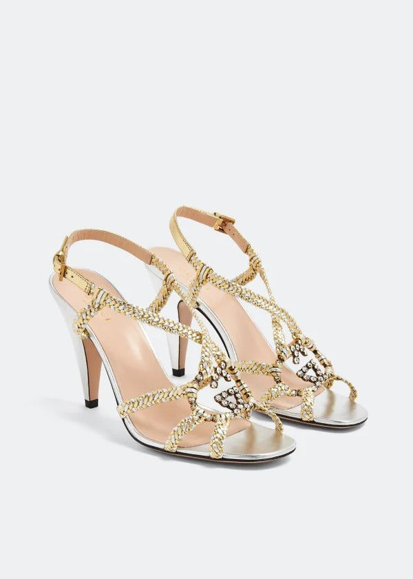 Gucci Crystal Interlocking G sandals