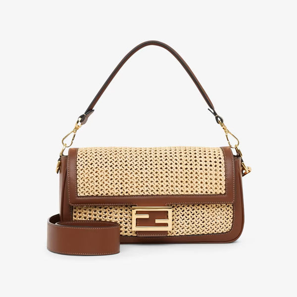 Fend ibaguette macrame detail shoulder bag