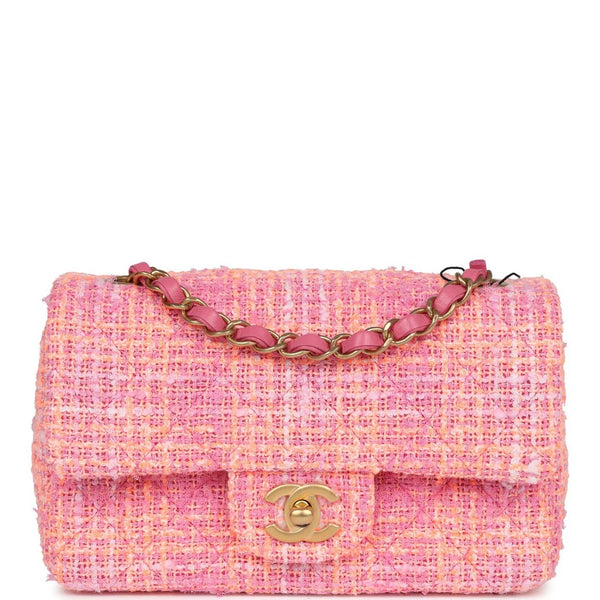 Chanel Flap Orange and Pink Tweed Gold Hardware