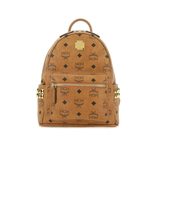 MCM Stark Side Studs Logo Printed Backpack