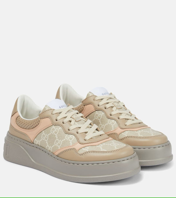 GG leather-trimmed sneakers