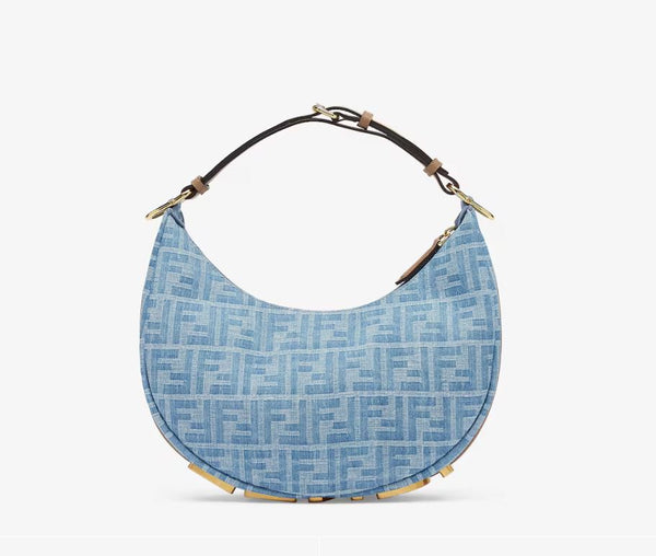 فندي قرافي شنطة دنيم إف إف جاكار أزرق سماوي