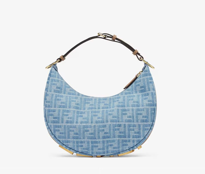 فندي قرافي شنطة دنيم إف إف جاكار أزرق سماوي