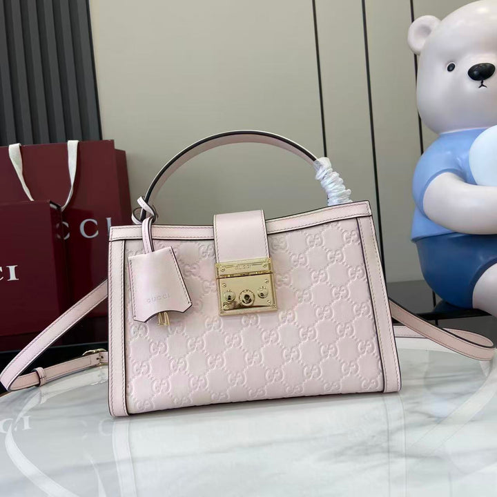 تفاصيل شنطة قوتشي بادلوك توب هاندل جلد طبيعي