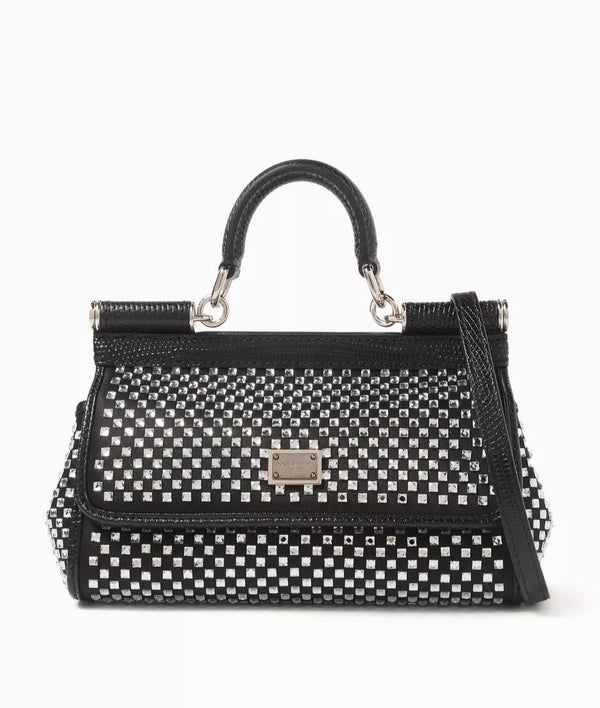 Sicily Crystal-embellished Top-handle Bag in Satin