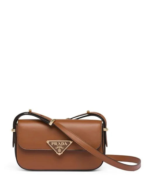 Prada   Leather Emblème Shoulder Bag
